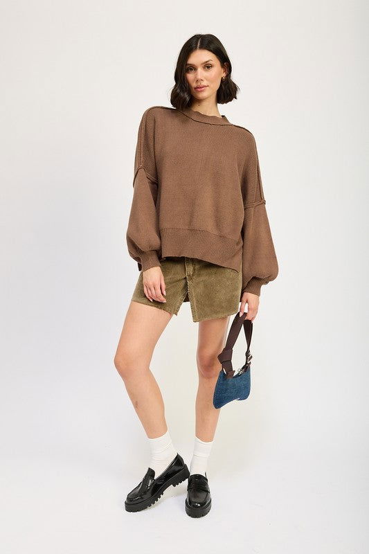 Emory Park Over Fitted Long Sleeve Sweater Top us.meeeshop - 