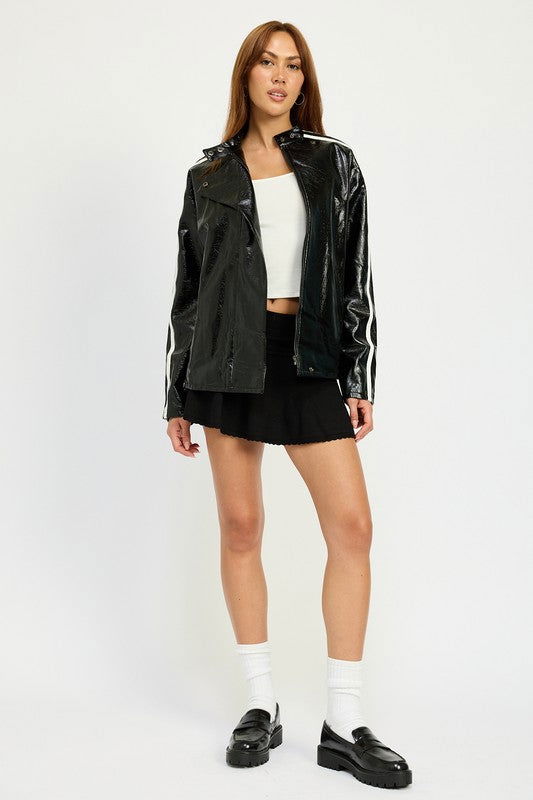 Emory Park Oversized Moto Pu Jacket us.meeeshop - 