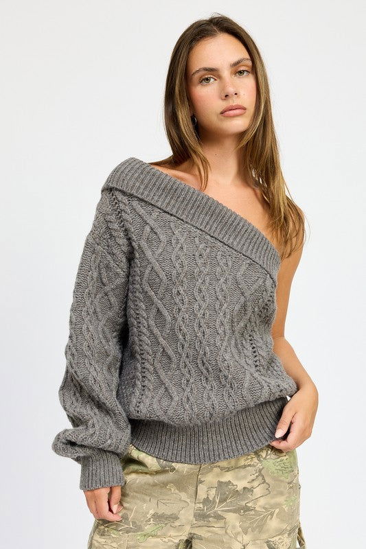 Emory Park Oversized One Shoulder Sweater us.meeeshop - Shirts & Tops