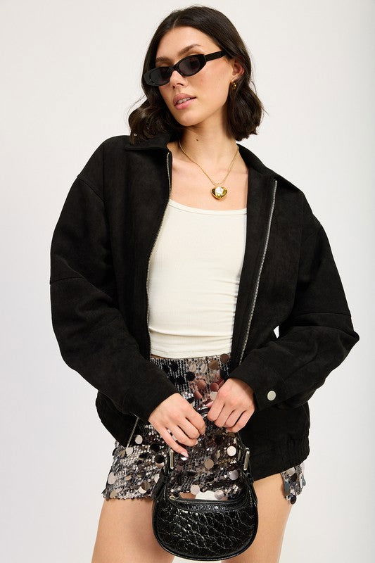 Emory Park Oversized Suede Bomber Jacket us.meeeshop - 