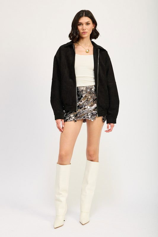 Emory Park Oversized Suede Bomber Jacket us.meeeshop - 