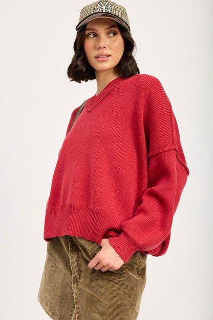 Emory Park Oversized V Neck Sweater us.meeeshop - 