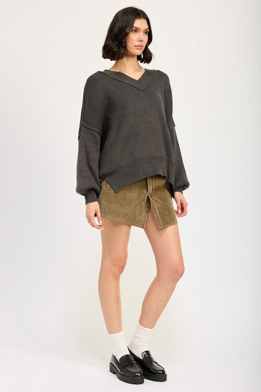 Emory Park Oversized V Neck Sweater us.meeeshop - 