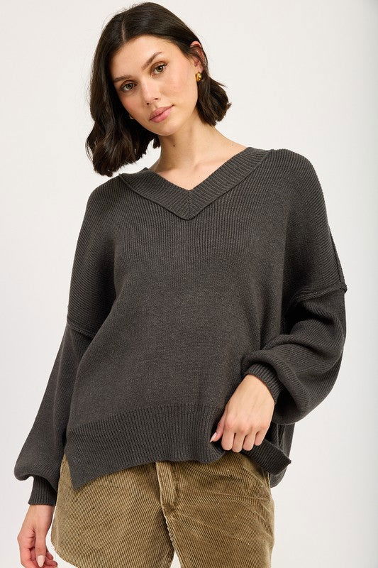 Emory Park Oversized V Neck Sweater us.meeeshop - 