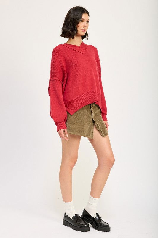 Emory Park Oversized V Neck Sweater us.meeeshop - 