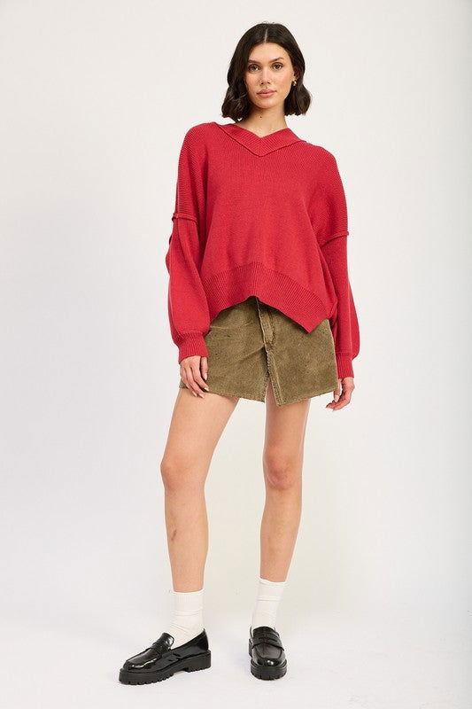 Emory Park Oversized V Neck Sweater us.meeeshop - 