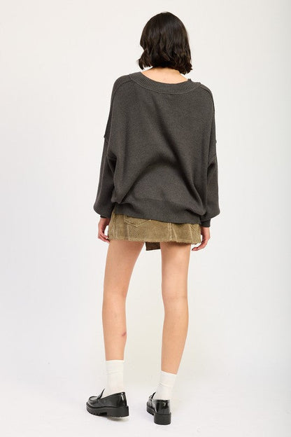 Emory Park Oversized V Neck Sweater us.meeeshop - 