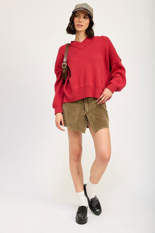 Emory Park Oversized V Neck Sweater us.meeeshop - 