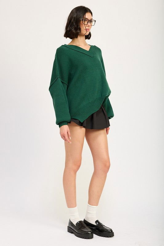 Emory Park Oversized V Neck Sweater us.meeeshop - 