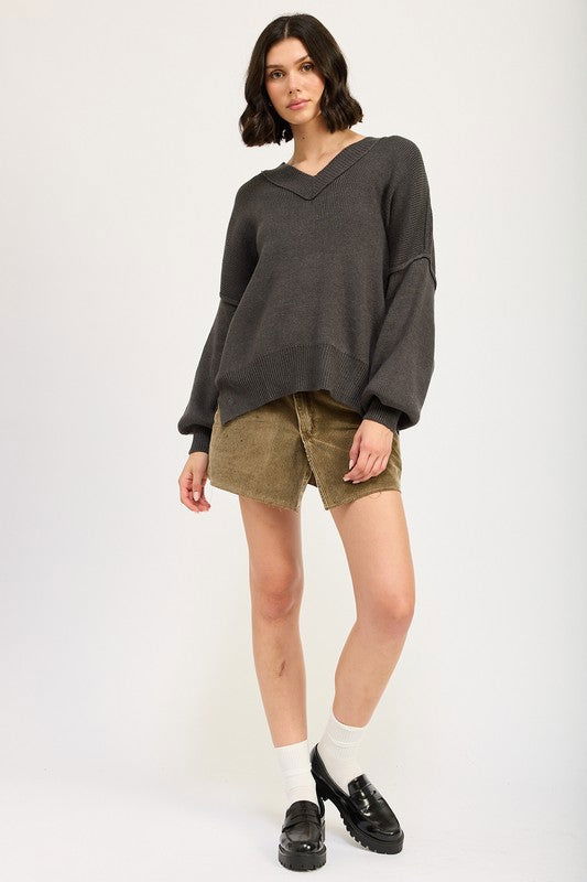 Emory Park Oversized V Neck Sweater us.meeeshop - 