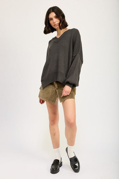 Emory Park Oversized V Neck Sweater us.meeeshop - 