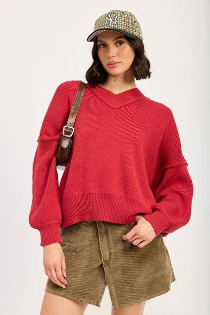 Emory Park Oversized V Neck Sweater us.meeeshop - 