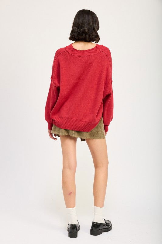 Emory Park Oversized V Neck Sweater us.meeeshop - 