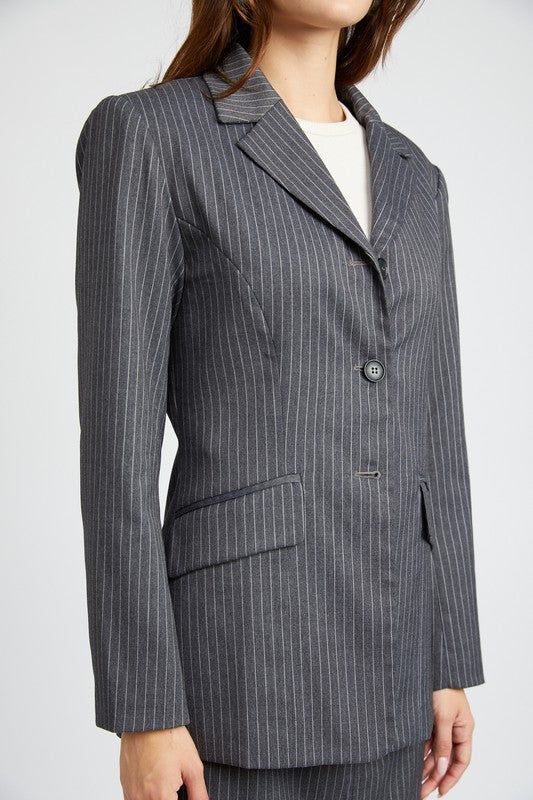 Emory Park | Pin Striped Blazer Jacket us.meeeshop - 