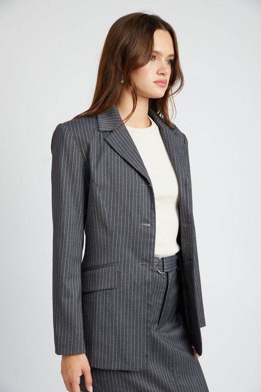 Emory Park | Pin Striped Blazer Jacket us.meeeshop - 