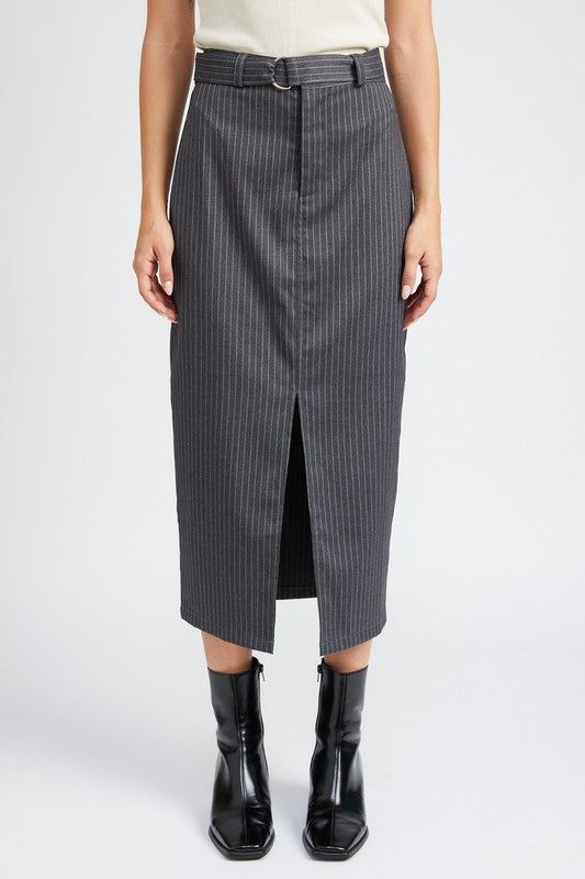 Emory Park | Pinstripe Midi Skirt With Slit us.meeeshop - Skirts