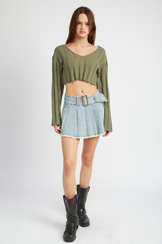 Emory Park | Pleated Mini Skirt With Belt | us.meeeshop