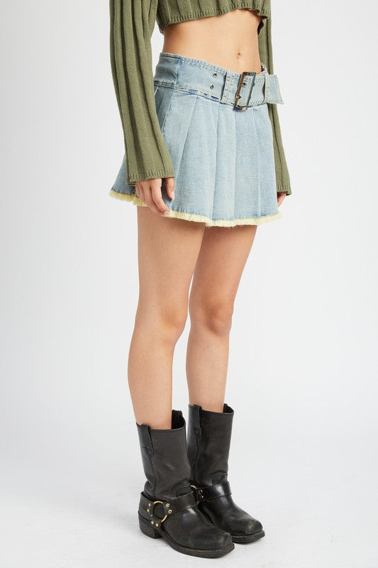 Emory Park | Pleated Mini Skirt With Belt | us.meeeshop