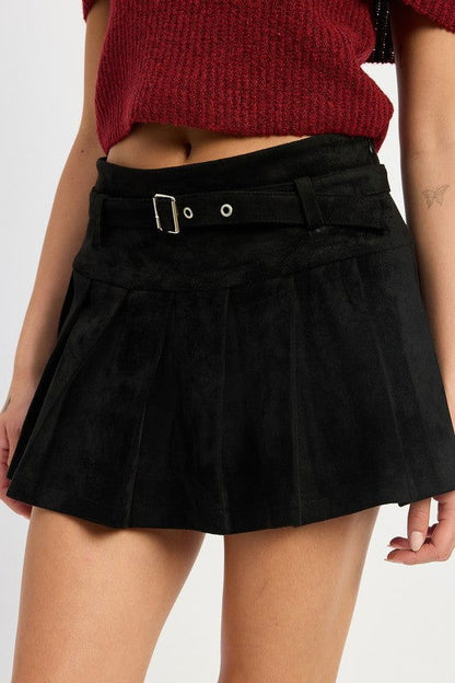 Emory Park Pleated Suede Skort With Belt us.meeeshop - 