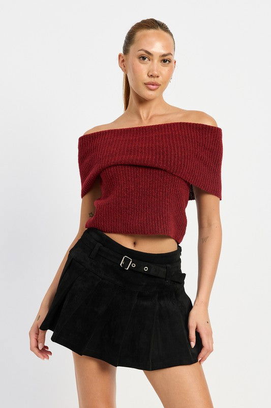 Emory Park Pleated Suede Skort With Belt us.meeeshop - 