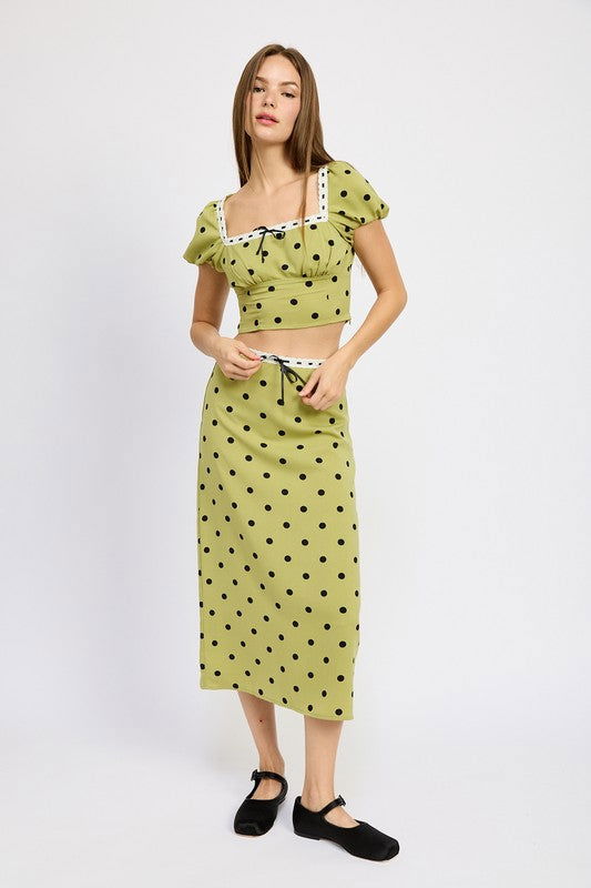 Emory Park Polka Dot Midi Skirt With Lace Trim us.meeeshop - 