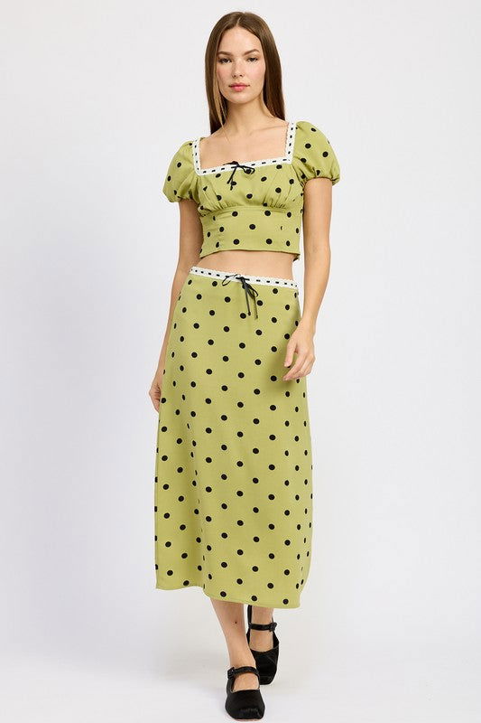 Emory Park Polka Dot Midi Skirt With Lace Trim us.meeeshop - Skirts