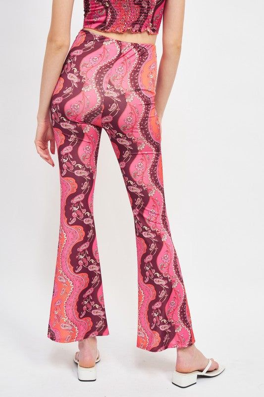 Emory Park | Printed High Rise Flared Pants us.meeeshop - 