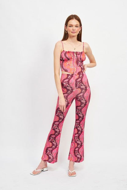 Emory Park | Printed High Rise Flared Pants us.meeeshop - 