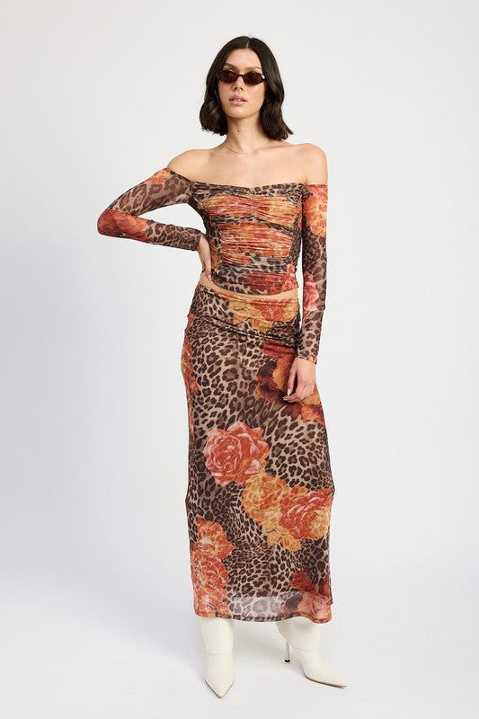 Emory Park Printed Mesh Maxi Skirt us.meeeshop - Skirts