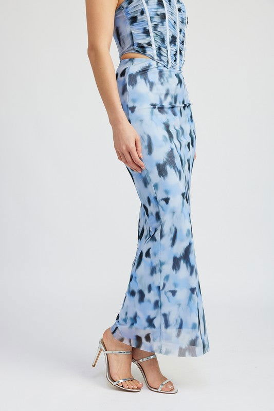 Emory Park Printed Mesh Maxi Skirt us.meeeshop - 