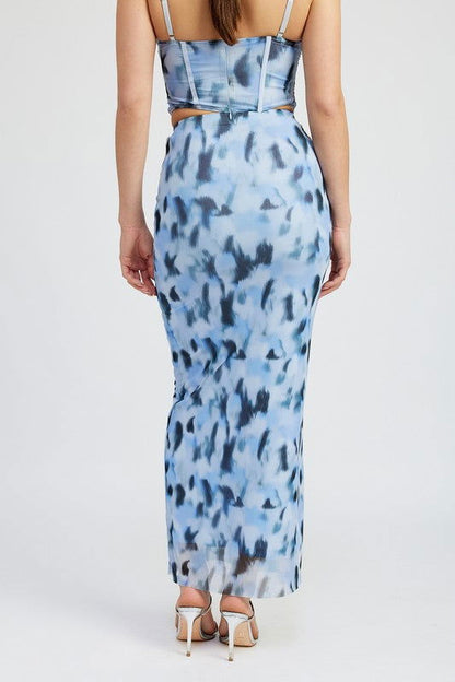 Emory Park Printed Mesh Maxi Skirt us.meeeshop - 