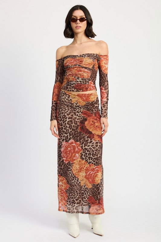 Emory Park Printed Mesh Maxi Skirt us.meeeshop - 