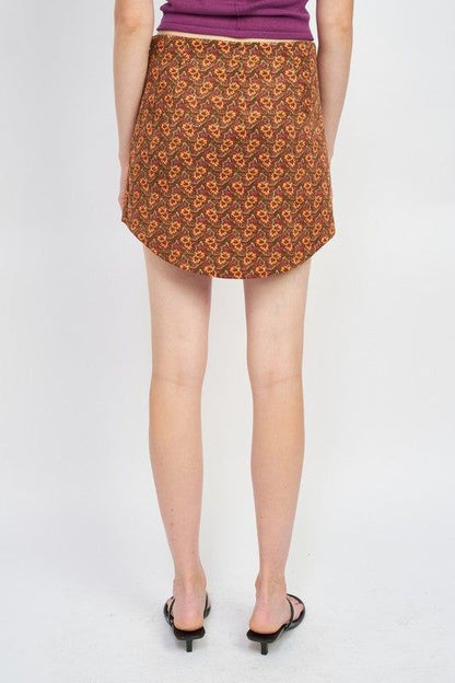 Emory Park | Printed Mini Skirt With Curved Hem us.meeeshop - 