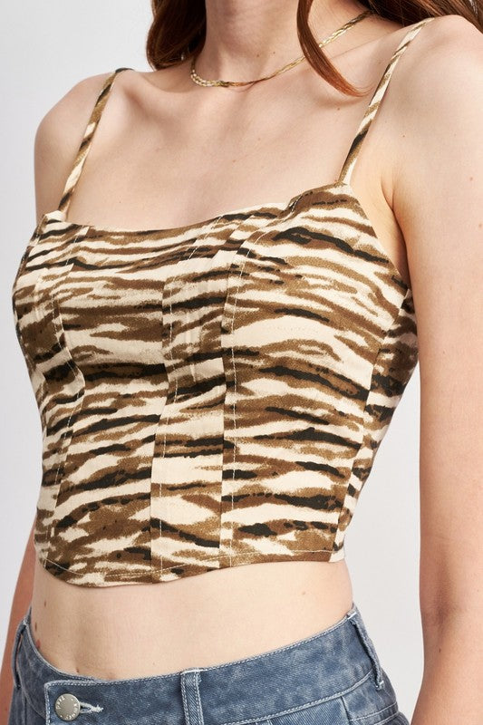 Emory Park | Printed Spaghetti Strap Bustier Top | us.meeeshop