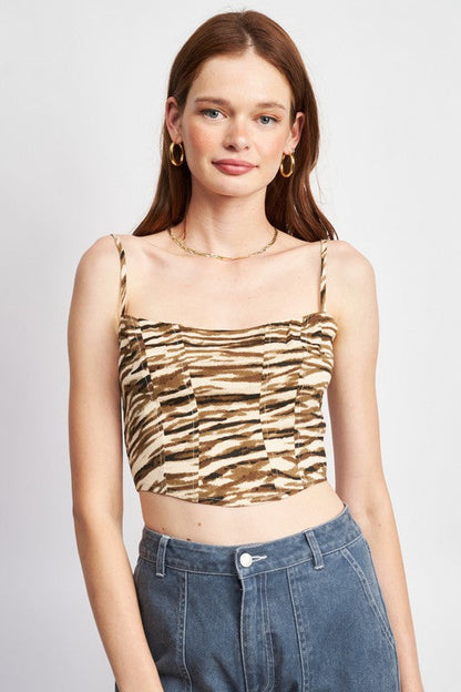 Emory Park | Printed Spaghetti Strap Bustier Top | us.meeeshop