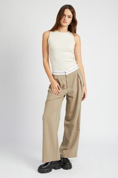 Emory Park | Reverse Waist Band Tailored Pants us.meeeshop - 