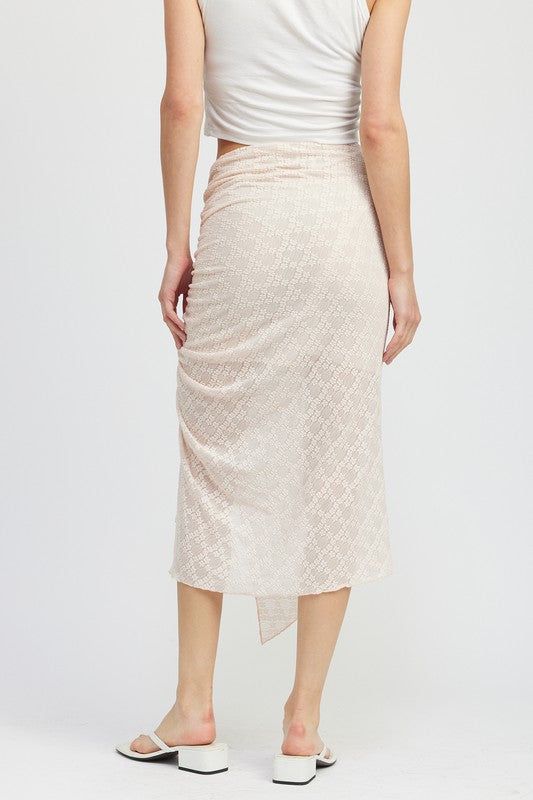 Emory Park Ruched Lace Skirt With High Slit us.meeeshop - 