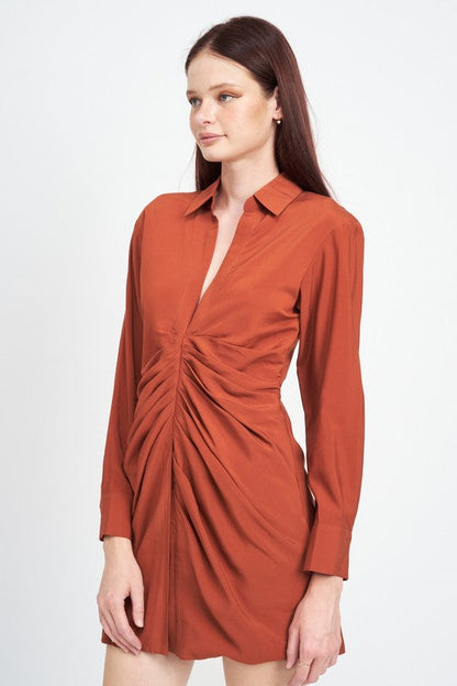 Emory Park | Ruched Mini Shirt Dress | us.meeeshop