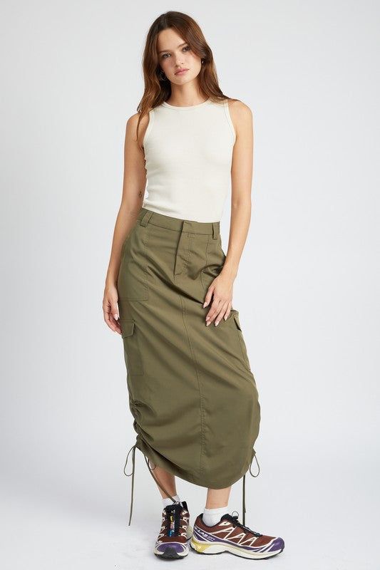 Emory Park Ruched midi cargo skirt us.meeeshop - 