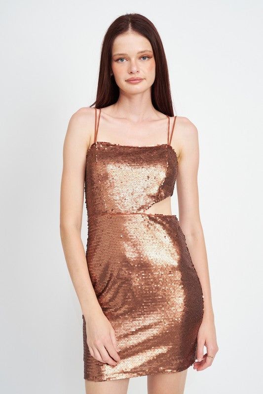 Emory Park | Sequin Mini Dress With Cut Out us.meeeshop - 