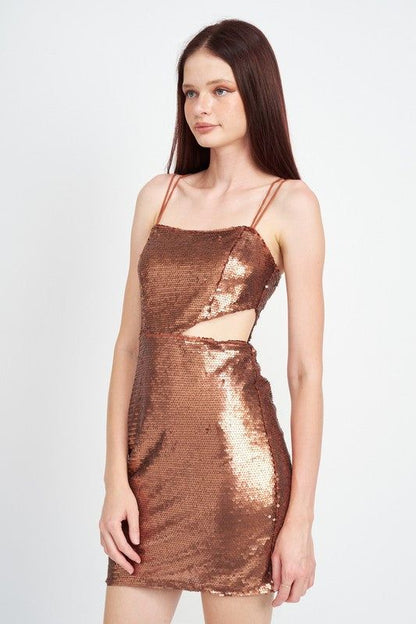 Emory Park | Sequin Mini Dress With Cut Out us.meeeshop - 