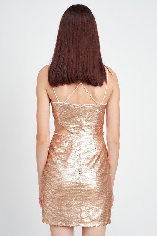 Emory Park | Sequin Mini Dress With Cut Out us.meeeshop - 