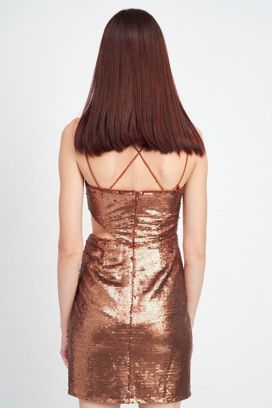 Emory Park | Sequin Mini Dress With Cut Out us.meeeshop - 