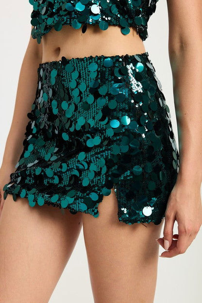 Emory Park Sequin Mini Skirt With Slit us.meeeshop - 