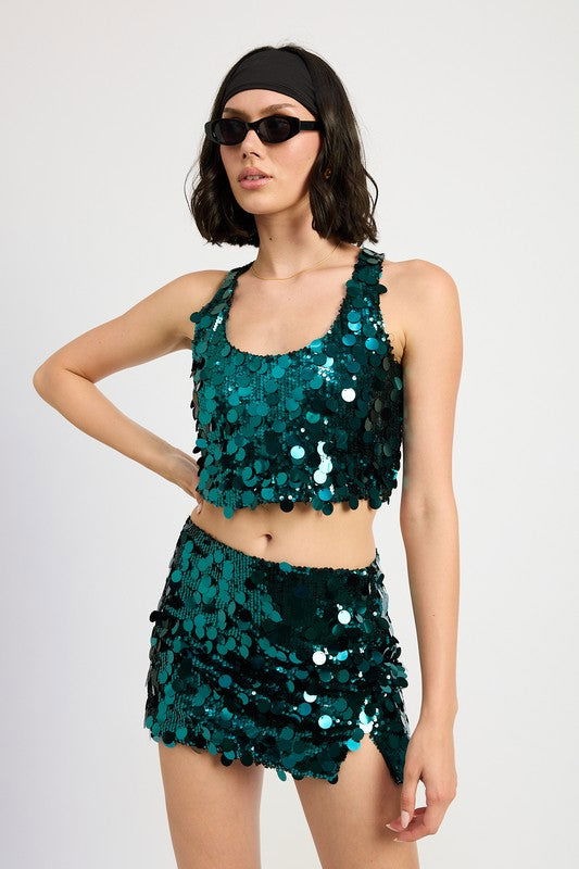 Emory Park Sequin Mini Skirt With Slit us.meeeshop - 