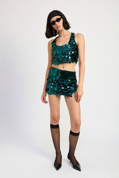 Emory Park Sequin Racer Back Top us.meeeshop - 