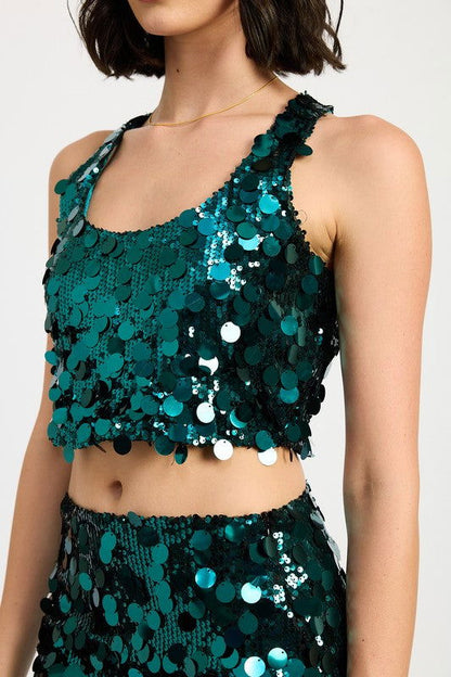 Emory Park Sequin Racer Back Top us.meeeshop - 