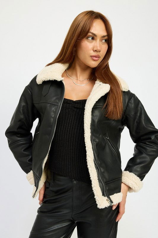 Emory Park Shearling Moto Jacket us.meeeshop - 