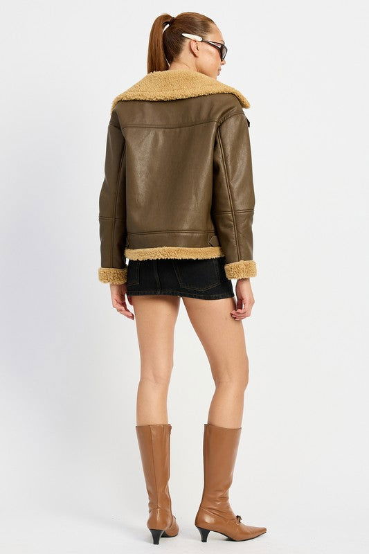 Emory Park Shearling Moto Jacket us.meeeshop - 