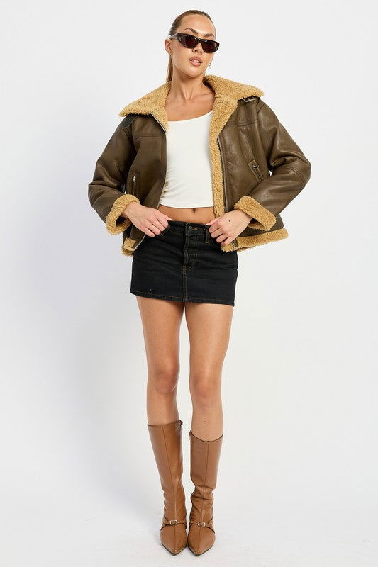 Emory Park Shearling Moto Jacket us.meeeshop - 